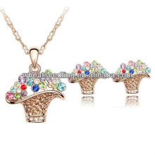 Flor de la cesta de brillo diamante conjuntos de joyas mujer accesorios 012040744